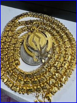 Pure 22K 22C 916 Yellow Gold 24 Long Damascus Devine Allah Set Necklace 29g 6mm
