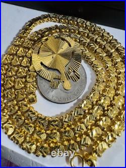 Pure 22K 22C 916 Yellow Gold 24 Long Damascus Devine Allah Set Necklace 29g 6mm