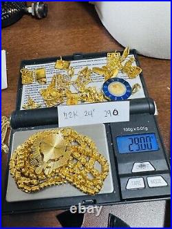 Pure 22K 22C 916 Yellow Gold 24 Long Damascus Devine Allah Set Necklace 29g 6mm