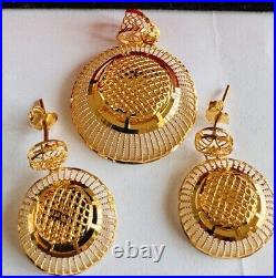 Pure 22K 916 Real Fine Gold Set Round Shape Earring Pendant only 9.3g