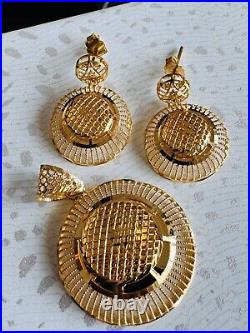 Pure 22K 916 Real Fine Gold Set Round Shape Earring Pendant only 9.3g