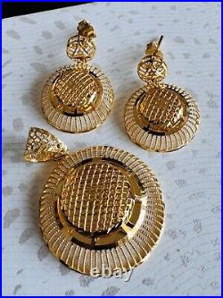 Pure 22K 916 Real Fine Gold Set Round Shape Earring Pendant only 9.3g