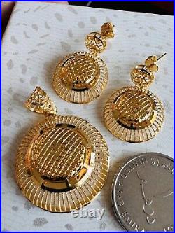 Pure 22K 916 Real Fine Gold Set Round Shape Earring Pendant only 9.3g