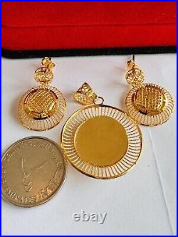 Pure 22K 916 Real Fine Gold Set Round Shape Earring Pendant only 9.3g