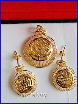 Pure 22K 916 Real Fine Gold Set Round Shape Earring Pendant only 9.3g