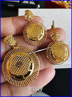 Pure 22K 916 Real Fine Gold Set Round Shape Earring Pendant only 9.3g