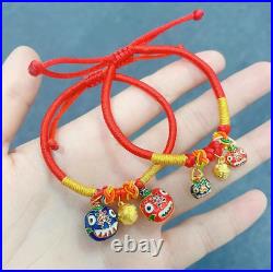 Pure 24K 999 Yellow Gold Family Enamel Beaded Pendant Bracelet DIY Accessories