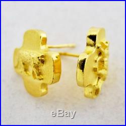 Pure 24K. 9999 Yellow Gold Earrings Set with Leopard Cats (6.25 grams)