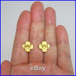 Pure 24K. 9999 Yellow Gold Earrings Set with Leopard Cats (6.25 grams)