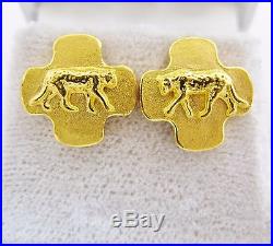 Pure 24K. 9999 Yellow Gold Pendant & Earrings Set with Leopard Cats (13.9 grams)