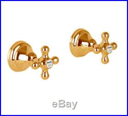 Pure 24K Yellow GOLD Mondella Maestro Cross Handle Top Assembly Set Wall Taps