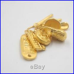 Pure 24K Yellow Gold Pendant Baby Sets Of Happiness Lucky Pendant 32 mm H