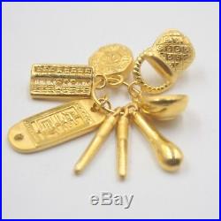 Pure 24K Yellow Gold Pendant Baby Seven Sets Of Happiness Lucky Pendant 32 mm H