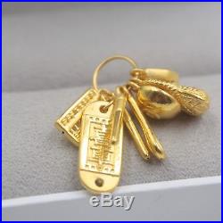 Pure 24K Yellow Gold Pendant Baby Seven Sets Of Happiness Lucky Pendant 32 mm H