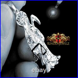 Pure 925 Silver Santisima Muerte Death Ripper Angel Of Death Pendant Chain Set