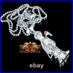 Pure 925 Silver Santisima Muerte Death Ripper Angel Of Death Pendant Chain Set