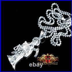 Pure 925 Silver Santisima Muerte Death Ripper Angel Of Death Pendant Chain Set