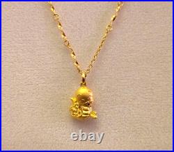 Pure 999 24K Yellow Gold Link Chain Necklace and Dragon Pendant (8 Grams) Set