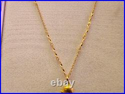 Pure 999 24K Yellow Gold Link Chain Necklace and Dragon Pendant (8 Grams) Set