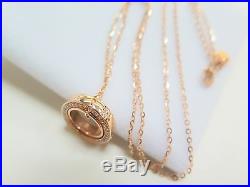 Pure Au750 18K Rose Gold Chain Set Women's Lucky O Link Circle Necklace