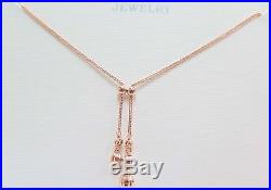 Pure Au750 18K Rose Gold Chain Set Women's Unique Wheat Link Bead Necklace