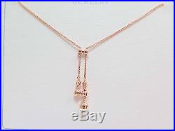 Pure Au750 18K Rose Gold Chain Set Women's Unique Wheat Link Bead Necklace
