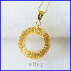 Pure Au750 18K Yellow Gold Chain Set Women's Lucky Circle Pendant Necklace