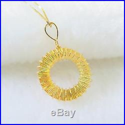 Pure Au750 18K Yellow Gold Chain Set Women's Lucky Circle Pendant Necklace