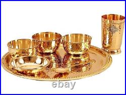 Pure Brass 7 Pieces Dinner Set Gold, Dinnerware, Tableware Or Crockery, Set of 6