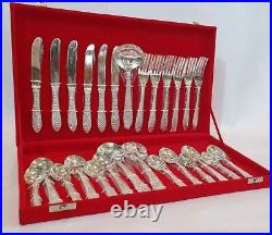 Pure Brass Embossed Silver Color Flatware 27 Piece Cutlery Sets Gifts With Box