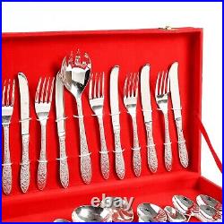 Pure Brass Embossed Silver Color Flatware 27 Piece Cutlery Sets Gifts With Box