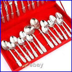 Pure Brass Embossed Silver Color Flatware 27 Piece Cutlery Sets Gifts With Box