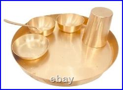 Pure Bronze Dinner Set 6 Pcs BRASS Utensils Set 1 Thali Platter Dai 12 inch
