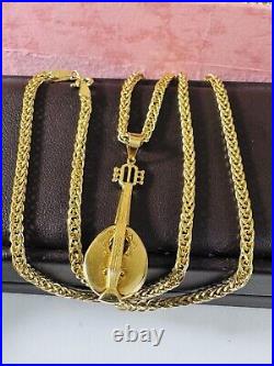 Pure Genuine 18K 750 Real Gold 17.5-18 long Guitar Set Necklace 2.5mm 9.85g