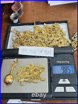 Pure Genuine 18K 750 Real Gold 17.5-18 long Guitar Set Necklace 2.5mm 9.85g