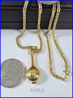 Pure Genuine 18K 750 Real Gold 17.5-18 long Guitar Set Necklace 2.5mm 9.85g