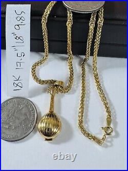 Pure Genuine 18K 750 Real Gold 17.5-18 long Guitar Set Necklace 2.5mm 9.85g