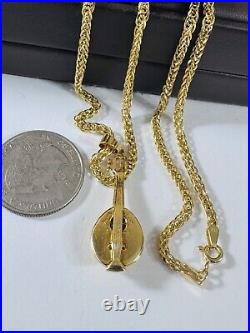 Pure Genuine 18K 750 Real Gold 17.5-18 long Guitar Set Necklace 2.5mm 9.85g