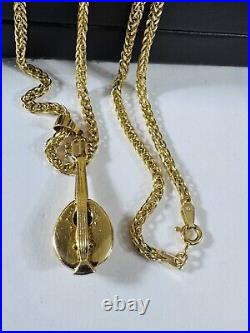 Pure Genuine 18K 750 Real Gold 17.5-18 long Guitar Set Necklace 2.5mm 9.85g