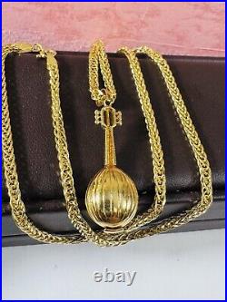 Pure Genuine 18K 750 Real Gold 17.5-18 long Guitar Set Necklace 2.5mm 9.85g