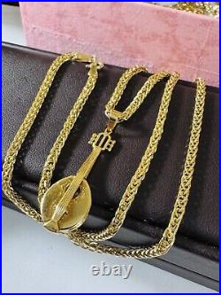 Pure Genuine 18K 750 Real Gold 17.5-18 long Guitar Set Necklace 2.5mm 9.85g