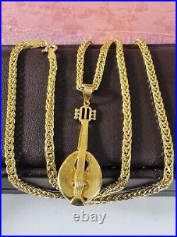 Pure Genuine 18K 750 Real Gold 17.5-18 long Guitar Set Necklace 2.5mm 9.85g