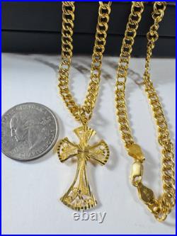 Pure Genuine 22K 916 Yellow Gold Cross Set Necklace 18.5/18 Inch 5mm 14.73g