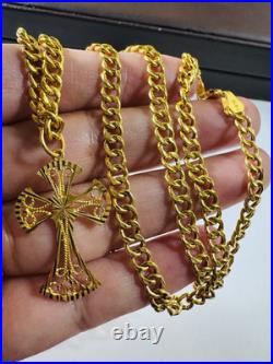 Pure Genuine 22K 916 Yellow Gold Cross Set Necklace 18.5/18 Inch 5mm 14.73g