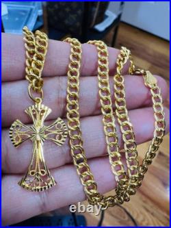 Pure Genuine 22K 916 Yellow Gold Cross Set Necklace 18.5/18 Inch 5mm 14.73g