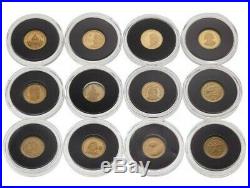 Pure Gold 2012 World's Smallest Gold 12 Coins Set With Magnifying Glass