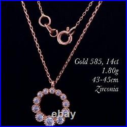 Pure Gold 585, 14ct SET Neclacle+pendant. Elegant Gift Summer Collection New