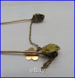 Pure Gold Nugget Antique Double Love Token Stick Pin Set
