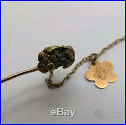 Pure Gold Nugget Antique Double Love Token Stick Pin Set