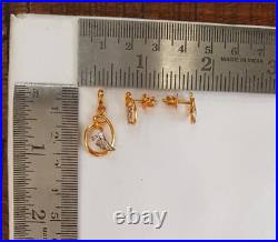 Pure Gold Pendant With Earrings 22K Gold Pendant Set Authentic Valentine Gifts